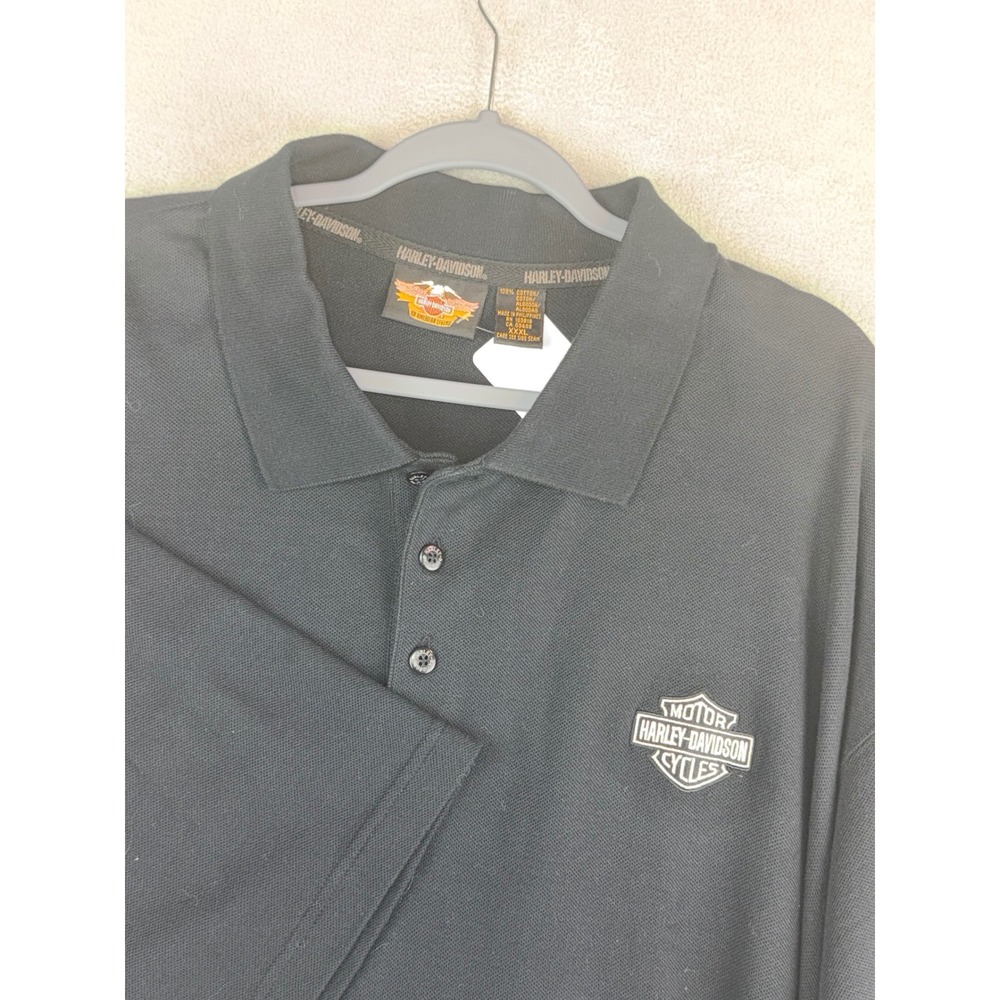 Harley-Davidson Mens Black Pique Polo Shirt Embroidered Logo XXXL 3XL S/S
